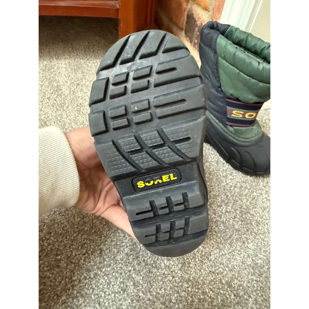 Sorel Commander Toddler Snow Boots Green Black Winter Waterproof Size 7